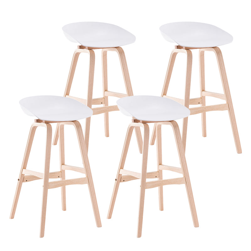 Contemporary Solid Wood Plastic Barstool Indoor Bar Stool with Low Back White 4 Piece Set Clearhalo 'Bar Furniture' 'Bar Stools' 'bar_stools' 'furn' 'furn_bar_stools' 'furniture_bar_stools' 'Kitchen & Dining Furniture' 'kitchen&dining_furn' 'kitchen' 'kitchen_furn' Furniture' 4653929