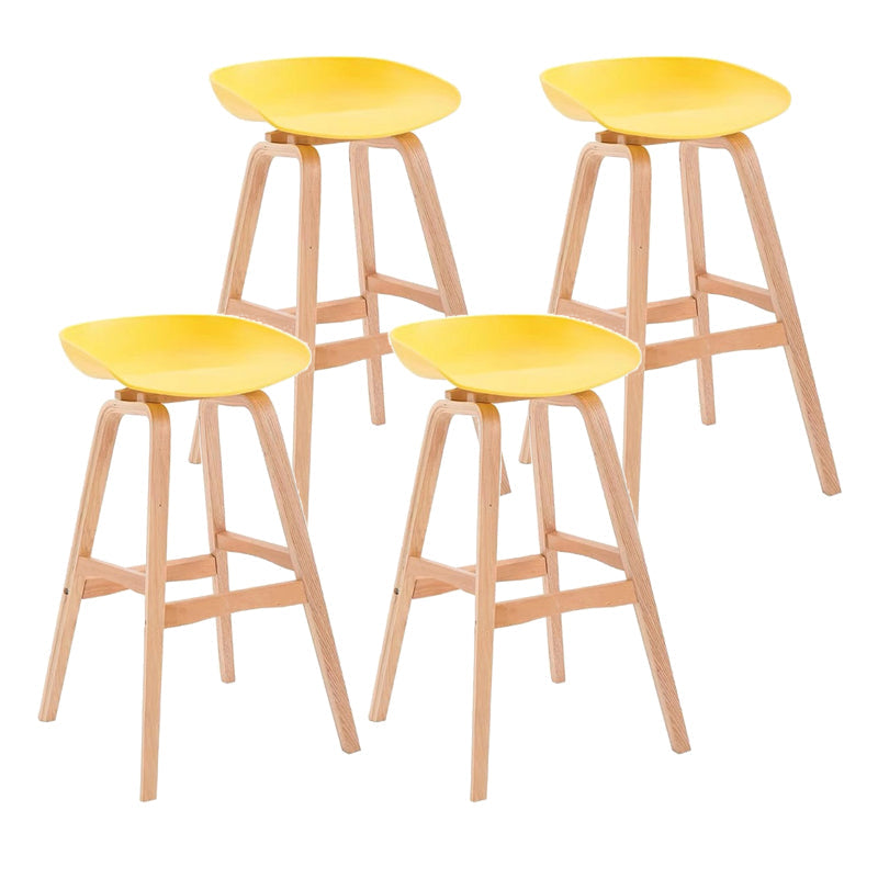 Contemporary Solid Wood Plastic Barstool Indoor Bar Stool with Low Back Yellow 4 Piece Set Clearhalo 'Bar Furniture' 'Bar Stools' 'bar_stools' 'furn' 'furn_bar_stools' 'furniture_bar_stools' 'Kitchen & Dining Furniture' 'kitchen&dining_furn' 'kitchen' 'kitchen_furn' Furniture' 4653931