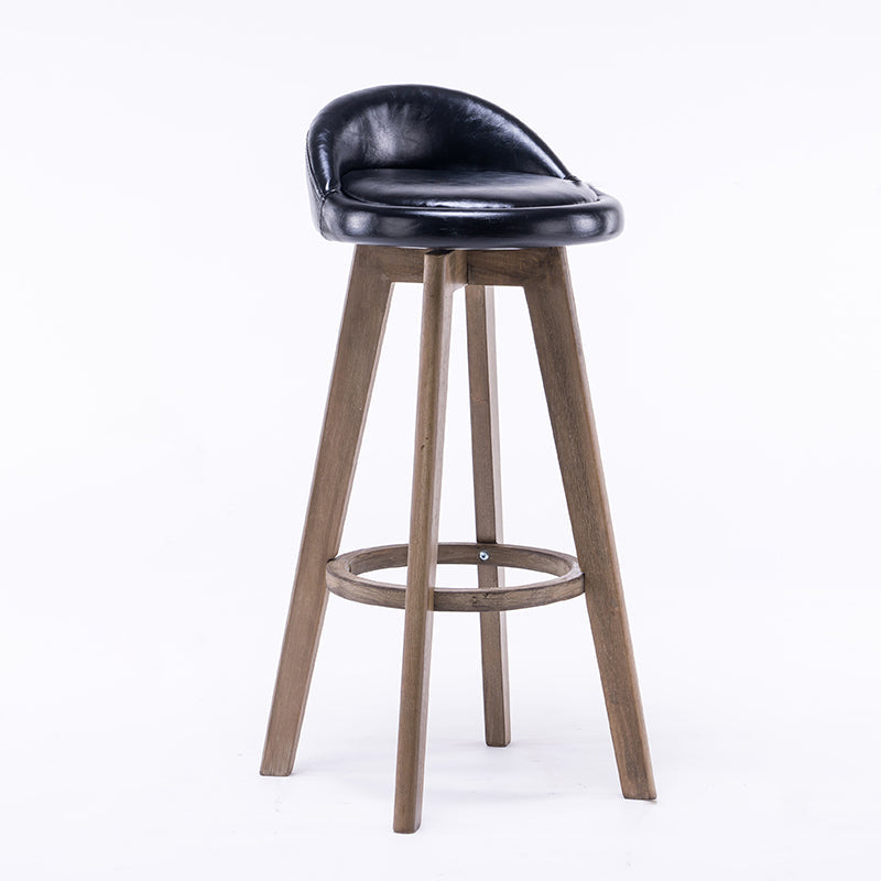 Contemporary Solid Wood Barstools Indoor Bar Stool with Footrest and Low Back Black 1 Piece Clearhalo 'Bar Furniture' 'Bar Stools' 'bar_stools' 'furn' 'furn_bar_stools' 'furniture_bar_stools' 'Kitchen & Dining Furniture' 'kitchen&dining_furn' 'kitchen' 'kitchen_furn' Furniture' 4653935