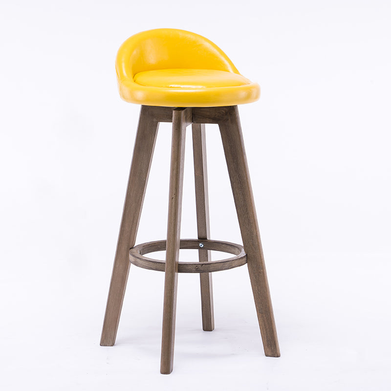 Contemporary Solid Wood Barstools Indoor Bar Stool with Footrest and Low Back Yellow 1 Piece Clearhalo 'Bar Furniture' 'Bar Stools' 'bar_stools' 'furn' 'furn_bar_stools' 'furniture_bar_stools' 'Kitchen & Dining Furniture' 'kitchen&dining_furn' 'kitchen' 'kitchen_furn' Furniture' 4653943