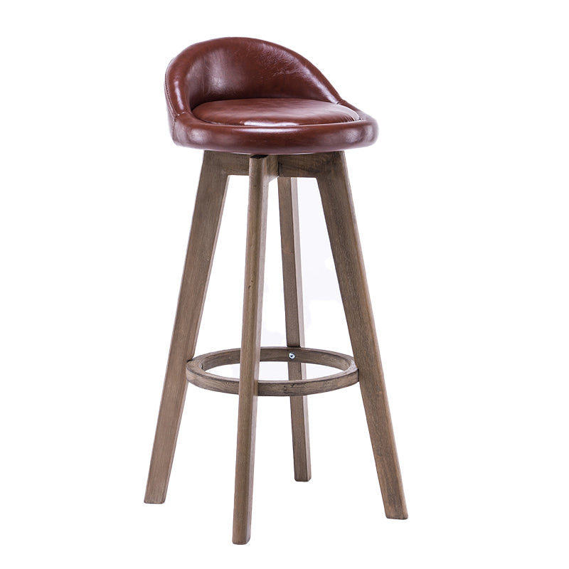 Contemporary Solid Wood Barstools Indoor Bar Stool with Footrest and Low Back Brown 1 Piece Clearhalo 'Bar Furniture' 'Bar Stools' 'bar_stools' 'furn' 'furn_bar_stools' 'furniture_bar_stools' 'Kitchen & Dining Furniture' 'kitchen&dining_furn' 'kitchen' 'kitchen_furn' Furniture' 4653944