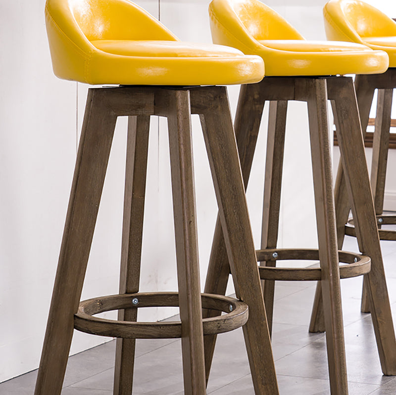 Contemporary Solid Wood Barstools Indoor Bar Stool with Footrest and Low Back Clearhalo 'Bar Furniture' 'Bar Stools' 'bar_stools' 'furn' 'furn_bar_stools' 'furniture_bar_stools' 'Kitchen & Dining Furniture' 'kitchen&dining_furn' 'kitchen' 'kitchen_furn' Furniture' 4653949