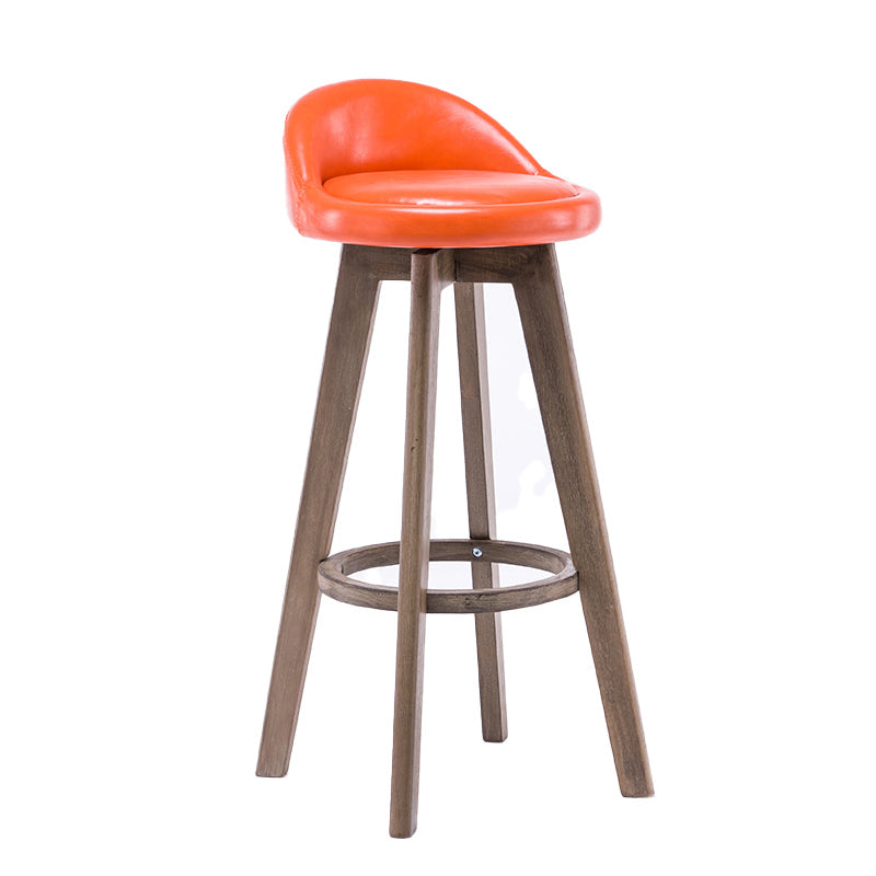 Contemporary Solid Wood Barstools Indoor Bar Stool with Footrest and Low Back White-Orange 1 Piece Clearhalo 'Bar Furniture' 'Bar Stools' 'bar_stools' 'furn' 'furn_bar_stools' 'furniture_bar_stools' 'Kitchen & Dining Furniture' 'kitchen&dining_furn' 'kitchen' 'kitchen_furn' Furniture' 4653956