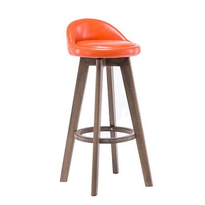 Contemporary Solid Wood Barstools Indoor Bar Stool with Footrest and Low Back White-Orange 1 Piece Clearhalo 'Bar Furniture' 'Bar Stools' 'bar_stools' 'furn' 'furn_bar_stools' 'furniture_bar_stools' 'Kitchen & Dining Furniture' 'kitchen&dining_furn' 'kitchen' 'kitchen_furn' Furniture' 4653956