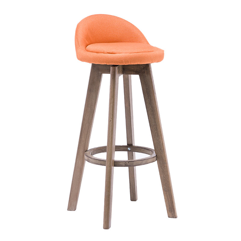 Contemporary Solid Wood Barstools Indoor Bar Stool with Footrest and Low Back Orange 1 Piece Clearhalo 'Bar Furniture' 'Bar Stools' 'bar_stools' 'furn' 'furn_bar_stools' 'furniture_bar_stools' 'Kitchen & Dining Furniture' 'kitchen&dining_furn' 'kitchen' 'kitchen_furn' Furniture' 4653957