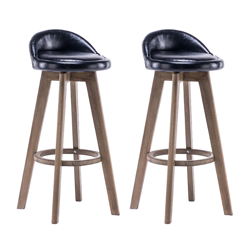 Contemporary Solid Wood Barstools Indoor Bar Stool with Footrest and Low Back Black 2 Piece Set Clearhalo 'Bar Furniture' 'Bar Stools' 'bar_stools' 'furn' 'furn_bar_stools' 'furniture_bar_stools' 'Kitchen & Dining Furniture' 'kitchen&dining_furn' 'kitchen' 'kitchen_furn' Furniture' 4653960