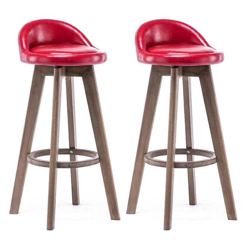 Contemporary Solid Wood Barstools Indoor Bar Stool with Footrest and Low Back Red 2 Piece Set Clearhalo 'Bar Furniture' 'Bar Stools' 'bar_stools' 'furn' 'furn_bar_stools' 'furniture_bar_stools' 'Kitchen & Dining Furniture' 'kitchen&dining_furn' 'kitchen' 'kitchen_furn' Furniture' 4653963