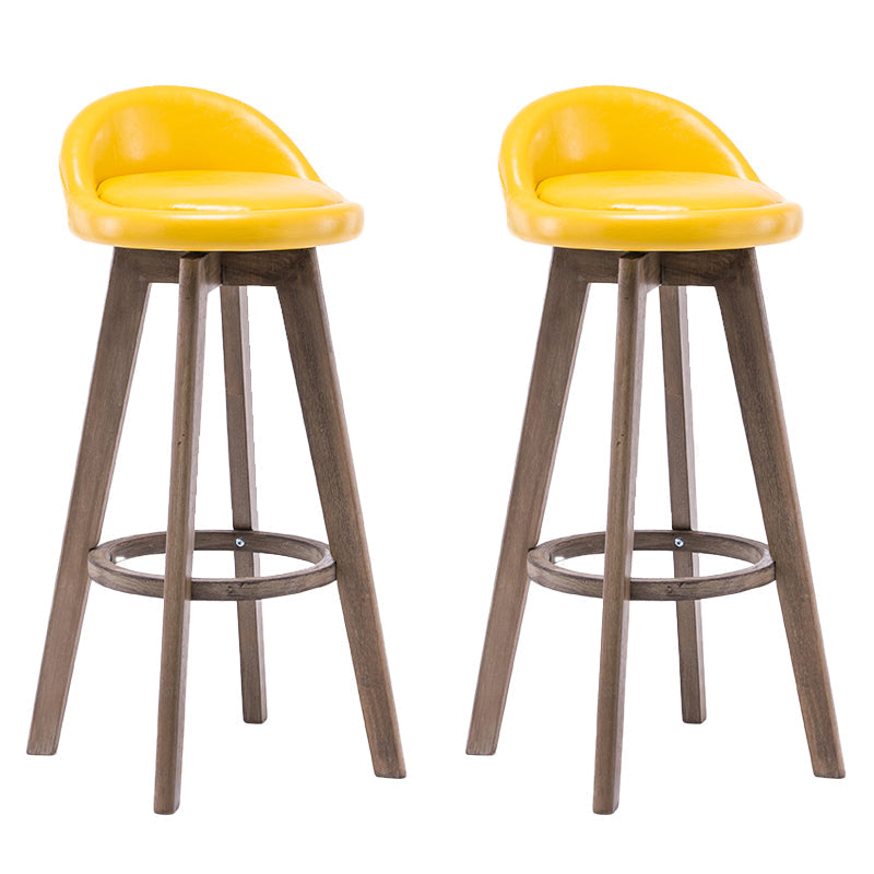 Contemporary Solid Wood Barstools Indoor Bar Stool with Footrest and Low Back Yellow 2 Piece Set Clearhalo 'Bar Furniture' 'Bar Stools' 'bar_stools' 'furn' 'furn_bar_stools' 'furniture_bar_stools' 'Kitchen & Dining Furniture' 'kitchen&dining_furn' 'kitchen' 'kitchen_furn' Furniture' 4653964