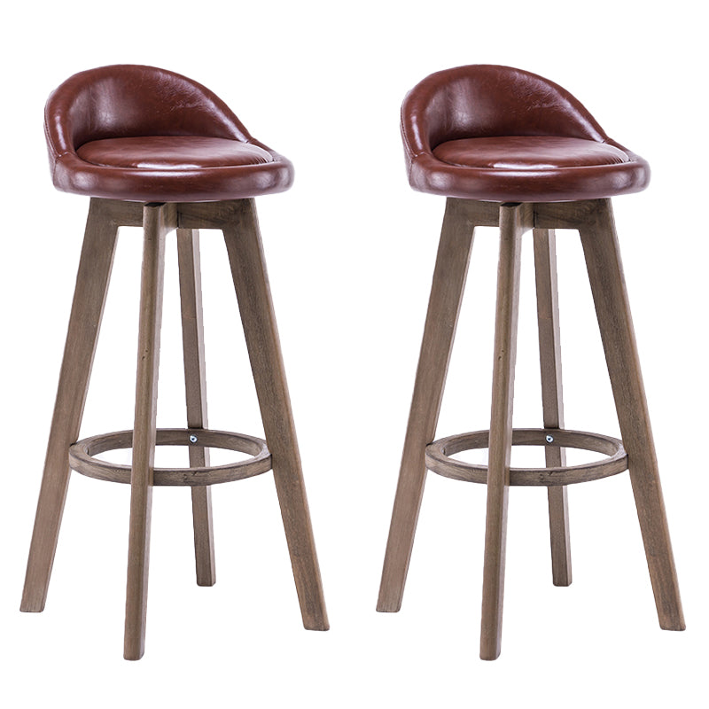 Contemporary Solid Wood Barstools Indoor Bar Stool with Footrest and Low Back Brown 2 Piece Set Clearhalo 'Bar Furniture' 'Bar Stools' 'bar_stools' 'furn' 'furn_bar_stools' 'furniture_bar_stools' 'Kitchen & Dining Furniture' 'kitchen&dining_furn' 'kitchen' 'kitchen_furn' Furniture' 4653965