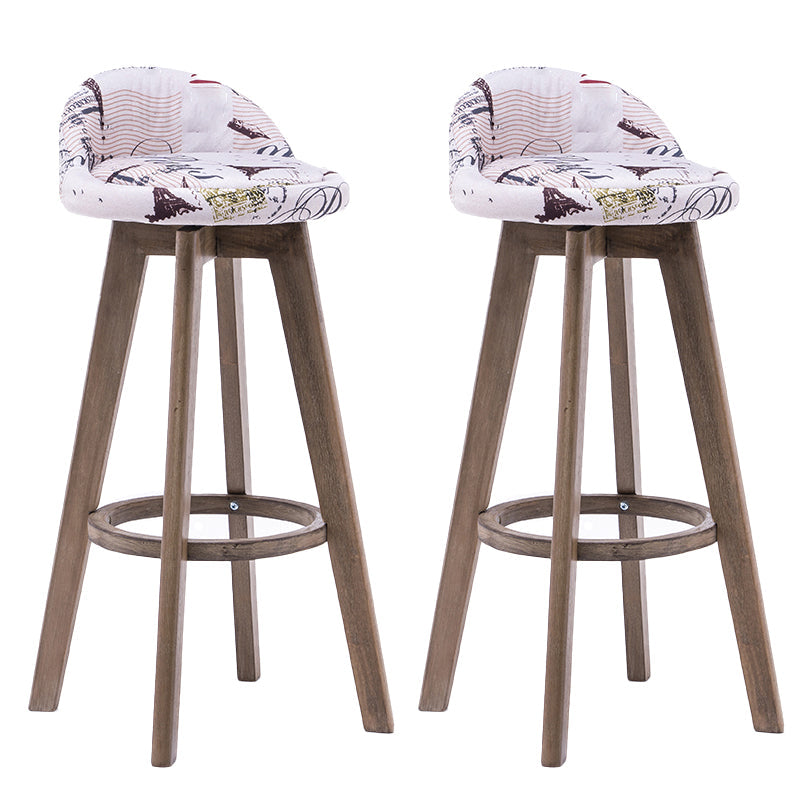Contemporary Solid Wood Barstools Indoor Bar Stool with Footrest and Low Back Gloss White 2 Piece Set Clearhalo 'Bar Furniture' 'Bar Stools' 'bar_stools' 'furn' 'furn_bar_stools' 'furniture_bar_stools' 'Kitchen & Dining Furniture' 'kitchen&dining_furn' 'kitchen' 'kitchen_furn' Furniture' 4653968