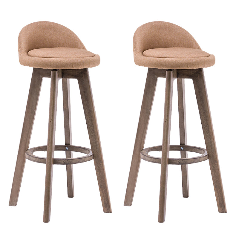 Contemporary Solid Wood Barstools Indoor Bar Stool with Footrest and Low Back Light Yellow 2 Piece Set Clearhalo 'Bar Furniture' 'Bar Stools' 'bar_stools' 'furn' 'furn_bar_stools' 'furniture_bar_stools' 'Kitchen & Dining Furniture' 'kitchen&dining_furn' 'kitchen' 'kitchen_furn' Furniture' 4653969