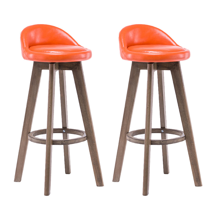 Contemporary Solid Wood Barstools Indoor Bar Stool with Footrest and Low Back White-Orange 2 Piece Set Clearhalo 'Bar Furniture' 'Bar Stools' 'bar_stools' 'furn' 'furn_bar_stools' 'furniture_bar_stools' 'Kitchen & Dining Furniture' 'kitchen&dining_furn' 'kitchen' 'kitchen_furn' Furniture' 4653971