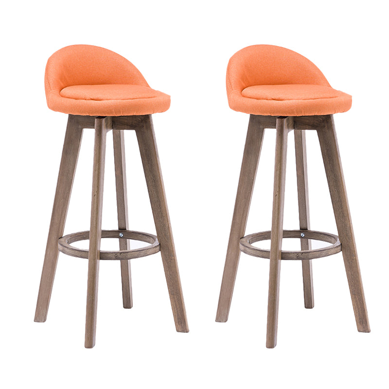 Contemporary Solid Wood Barstools Indoor Bar Stool with Footrest and Low Back Orange 2 Piece Set Clearhalo 'Bar Furniture' 'Bar Stools' 'bar_stools' 'furn' 'furn_bar_stools' 'furniture_bar_stools' 'Kitchen & Dining Furniture' 'kitchen&dining_furn' 'kitchen' 'kitchen_furn' Furniture' 4653972