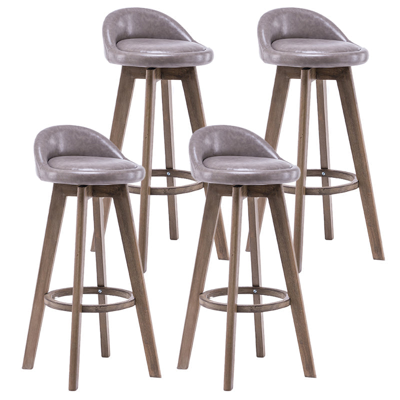 Contemporary Solid Wood Barstools Indoor Bar Stool with Footrest and Low Back Grey 4 Piece Set Clearhalo 'Bar Furniture' 'Bar Stools' 'bar_stools' 'furn' 'furn_bar_stools' 'furniture_bar_stools' 'Kitchen & Dining Furniture' 'kitchen&dining_furn' 'kitchen' 'kitchen_furn' Furniture' 4653976
