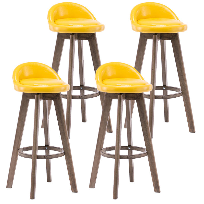 Contemporary Solid Wood Barstools Indoor Bar Stool with Footrest and Low Back Yellow 4 Piece Set Clearhalo 'Bar Furniture' 'Bar Stools' 'bar_stools' 'furn' 'furn_bar_stools' 'furniture_bar_stools' 'Kitchen & Dining Furniture' 'kitchen&dining_furn' 'kitchen' 'kitchen_furn' Furniture' 4653979