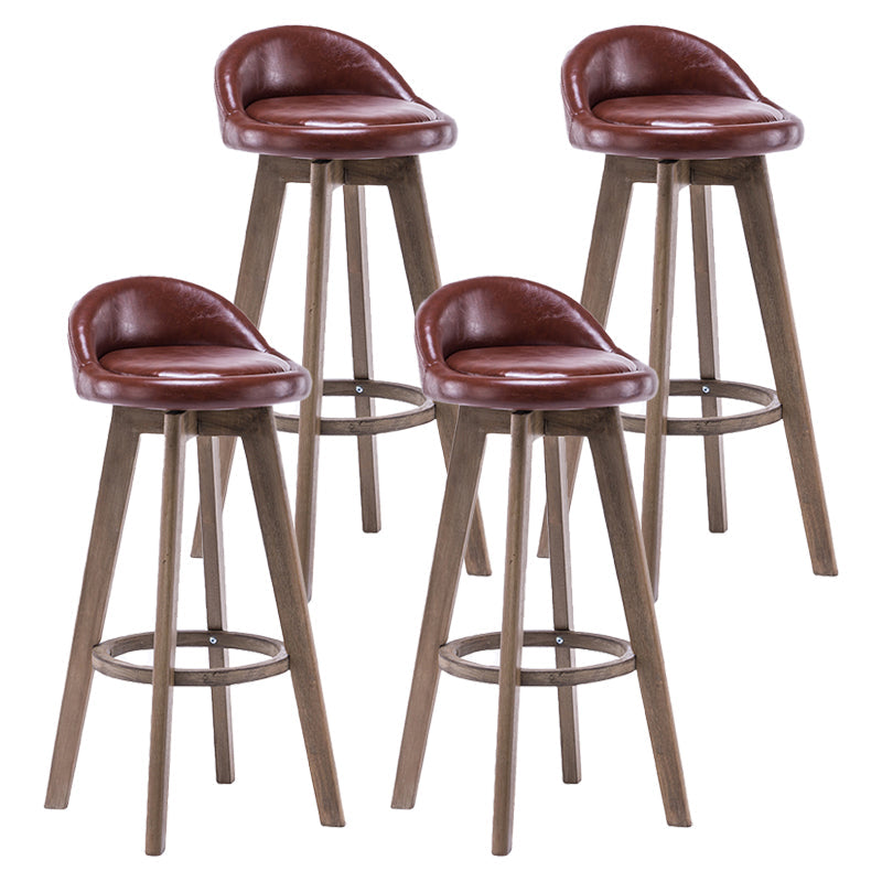 Contemporary Solid Wood Barstools Indoor Bar Stool with Footrest and Low Back Brown 4 Piece Set Clearhalo 'Bar Furniture' 'Bar Stools' 'bar_stools' 'furn' 'furn_bar_stools' 'furniture_bar_stools' 'Kitchen & Dining Furniture' 'kitchen&dining_furn' 'kitchen' 'kitchen_furn' Furniture' 4653980
