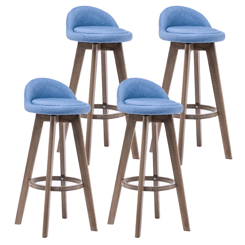 Contemporary Solid Wood Barstools Indoor Bar Stool with Footrest and Low Back Sky Blue 4 Piece Set Clearhalo 'Bar Furniture' 'Bar Stools' 'bar_stools' 'furn' 'furn_bar_stools' 'furniture_bar_stools' 'Kitchen & Dining Furniture' 'kitchen&dining_furn' 'kitchen' 'kitchen_furn' Furniture' 4653981