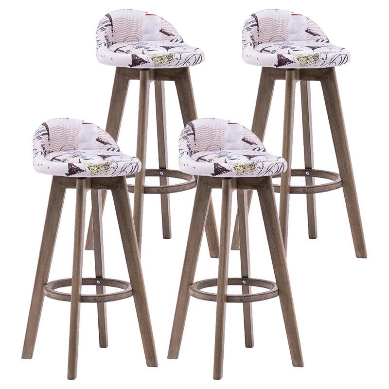 Contemporary Solid Wood Barstools Indoor Bar Stool with Footrest and Low Back Gloss White 4 Piece Set Clearhalo 'Bar Furniture' 'Bar Stools' 'bar_stools' 'furn' 'furn_bar_stools' 'furniture_bar_stools' 'Kitchen & Dining Furniture' 'kitchen&dining_furn' 'kitchen' 'kitchen_furn' Furniture' 4653983