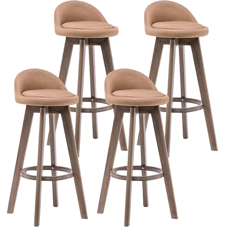 Contemporary Solid Wood Barstools Indoor Bar Stool with Footrest and Low Back Light Yellow 4 Piece Set Clearhalo 'Bar Furniture' 'Bar Stools' 'bar_stools' 'furn' 'furn_bar_stools' 'furniture_bar_stools' 'Kitchen & Dining Furniture' 'kitchen&dining_furn' 'kitchen' 'kitchen_furn' Furniture' 4653984