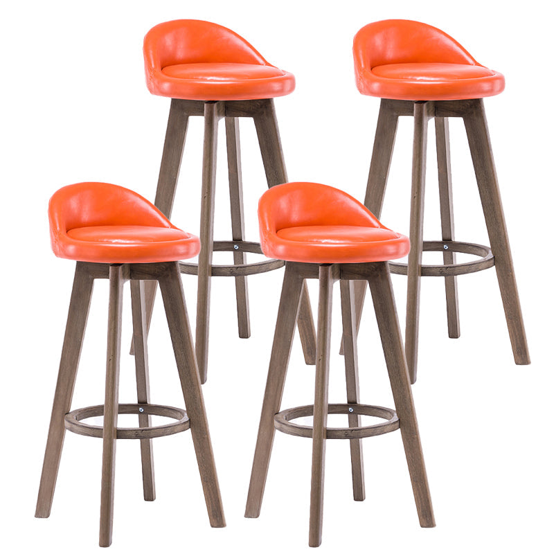 Contemporary Solid Wood Barstools Indoor Bar Stool with Footrest and Low Back White-Orange 4 Piece Set Clearhalo 'Bar Furniture' 'Bar Stools' 'bar_stools' 'furn' 'furn_bar_stools' 'furniture_bar_stools' 'Kitchen & Dining Furniture' 'kitchen&dining_furn' 'kitchen' 'kitchen_furn' Furniture' 4653986