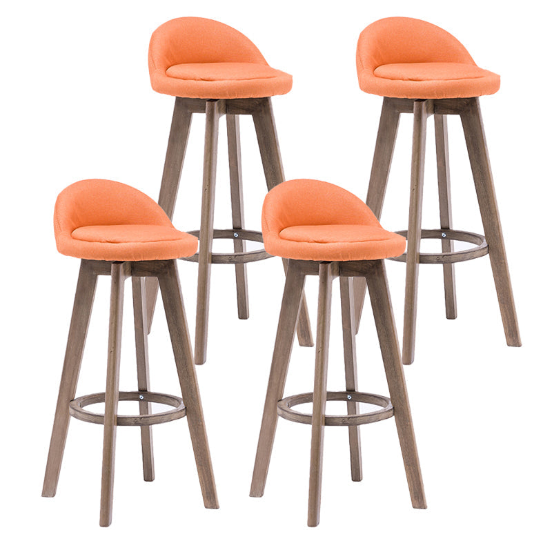 Contemporary Solid Wood Barstools Indoor Bar Stool with Footrest and Low Back Orange 4 Piece Set Clearhalo 'Bar Furniture' 'Bar Stools' 'bar_stools' 'furn' 'furn_bar_stools' 'furniture_bar_stools' 'Kitchen & Dining Furniture' 'kitchen&dining_furn' 'kitchen' 'kitchen_furn' Furniture' 4653987