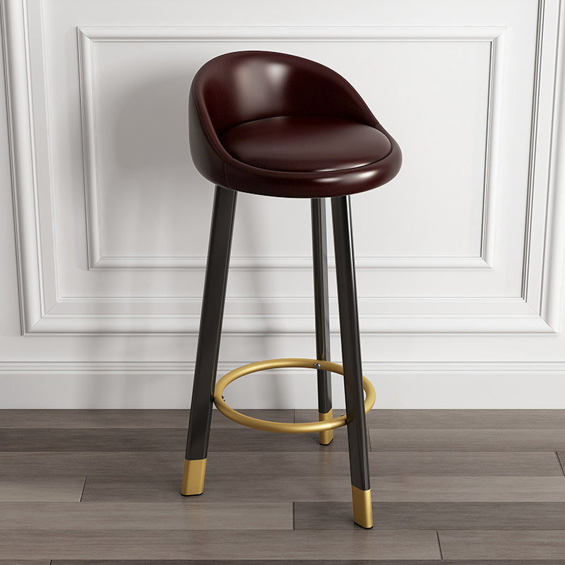 Scandinavian Style Bar-stool with Metal Legs Single Counter Stool for Kitchen Bar Dark Brown Black Clearhalo 'Bar Furniture' 'Bar Stools' 'bar_stools' 'furn' 'furn_bar_stools' 'furniture_bar_stools' 'Kitchen & Dining Furniture' 'kitchen&dining_furn' 'kitchen' 'kitchen_furn' Furniture' 4654192