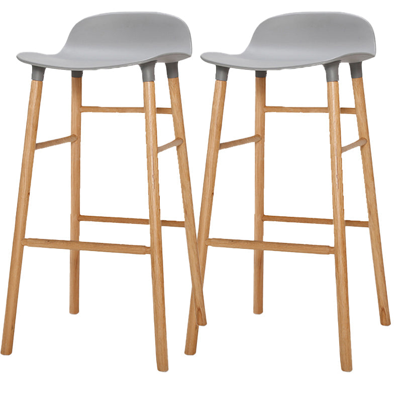 Contemporary Simple Counter Stools 30 Inch Wood 4 Legs Indoor Bar Stool Grey Brown 2 Piece Set Clearhalo 'Bar Furniture' 'Bar Stools' 'bar_stools' 'furn' 'furn_bar_stools' 'furniture_bar_stools' 'Kitchen & Dining Furniture' 'kitchen&dining_furn' 'kitchen' 'kitchen_furn' Furniture' 4654229