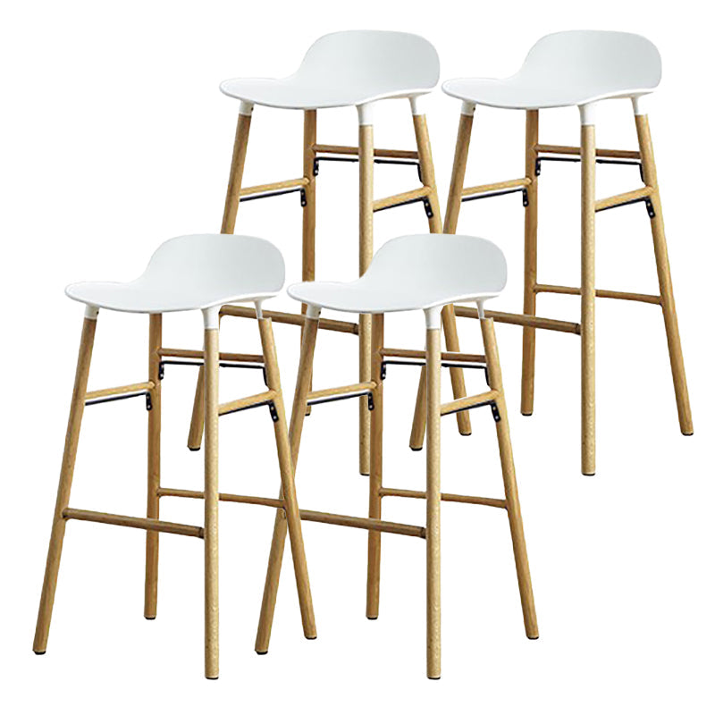 Contemporary Simple Counter Stools 30 Inch Wood 4 Legs Indoor Bar Stool White Brown 4 Piece Set Clearhalo 'Bar Furniture' 'Bar Stools' 'bar_stools' 'furn' 'furn_bar_stools' 'furniture_bar_stools' 'Kitchen & Dining Furniture' 'kitchen&dining_furn' 'kitchen' 'kitchen_furn' Furniture' 4654233