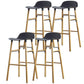 Contemporary Simple Counter Stools 30 Inch Wood 4 Legs Indoor Bar Stool Black Brown 4 Piece Set Clearhalo 'Bar Furniture' 'Bar Stools' 'bar_stools' 'furn' 'furn_bar_stools' 'furniture_bar_stools' 'Kitchen & Dining Furniture' 'kitchen&dining_furn' 'kitchen' 'kitchen_furn' Furniture' 4654235