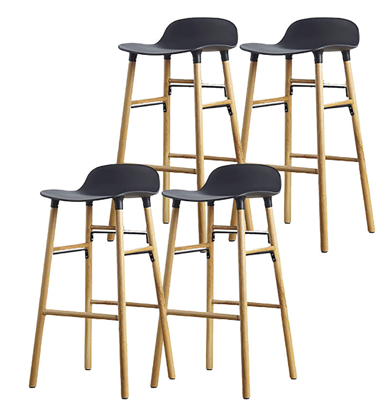 Contemporary Simple Counter Stools 30 Inch Wood 4 Legs Indoor Bar Stool Black Brown 4 Piece Set Clearhalo 'Bar Furniture' 'Bar Stools' 'bar_stools' 'furn' 'furn_bar_stools' 'furniture_bar_stools' 'Kitchen & Dining Furniture' 'kitchen&dining_furn' 'kitchen' 'kitchen_furn' Furniture' 4654235