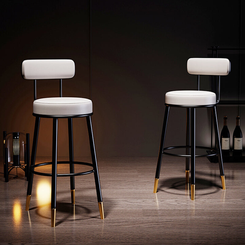 Industrial Leather Iron Counter Stools Low Back Bar Stools with Round Seat Clearhalo 'Bar Furniture' 'Bar Stools' 'bar_stools' 'furn' 'furn_bar_stools' 'furniture_bar_stools' 'Kitchen & Dining Furniture' 'kitchen&dining_furn' 'kitchen' 'kitchen_furn' Furniture' 4654241