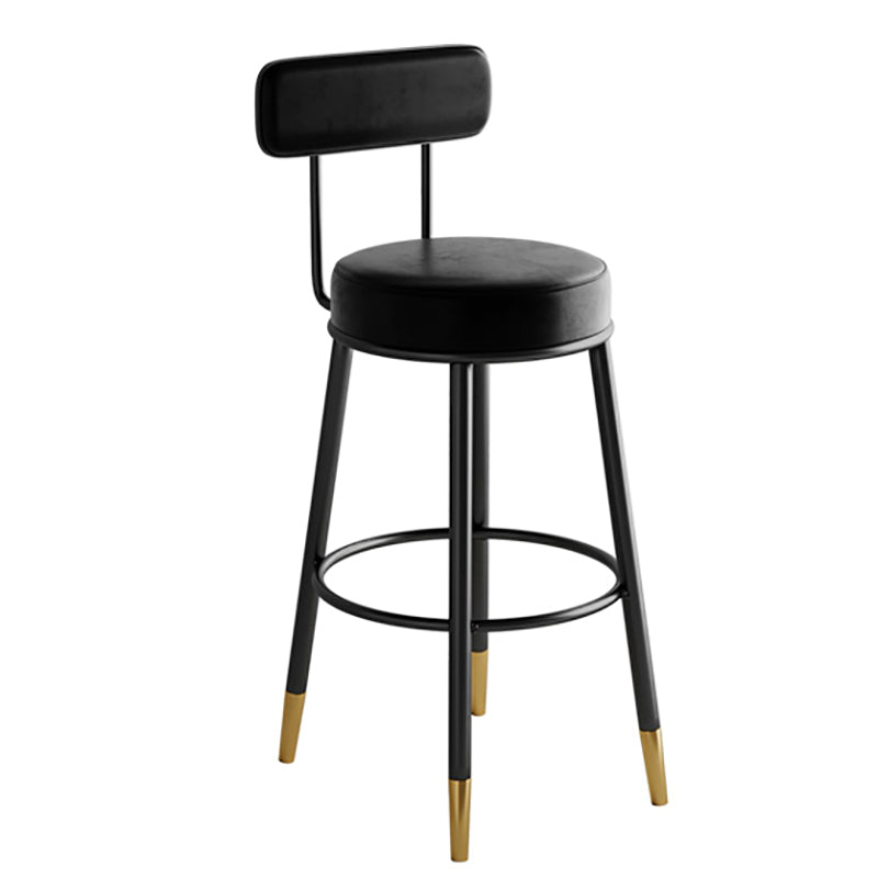 Industrial Leather Iron Counter Stools Low Back Bar Stools with Round Seat Black 1 Piece Clearhalo 'Bar Furniture' 'Bar Stools' 'bar_stools' 'furn' 'furn_bar_stools' 'furniture_bar_stools' 'Kitchen & Dining Furniture' 'kitchen&dining_furn' 'kitchen' 'kitchen_furn' Furniture' 4654242