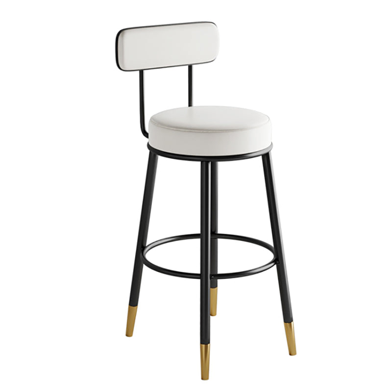 Industrial Leather Iron Counter Stools Low Back Bar Stools with Round Seat White 1 Piece Clearhalo 'Bar Furniture' 'Bar Stools' 'bar_stools' 'furn' 'furn_bar_stools' 'furniture_bar_stools' 'Kitchen & Dining Furniture' 'kitchen&dining_furn' 'kitchen' 'kitchen_furn' Furniture' 4654245