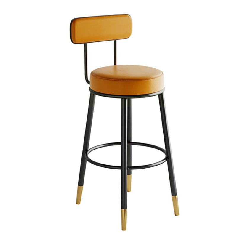 Industrial Leather Iron Counter Stools Low Back Bar Stools with Round Seat Orange 1 Piece Clearhalo 'Bar Furniture' 'Bar Stools' 'bar_stools' 'furn' 'furn_bar_stools' 'furniture_bar_stools' 'Kitchen & Dining Furniture' 'kitchen&dining_furn' 'kitchen' 'kitchen_furn' Furniture' 4654247