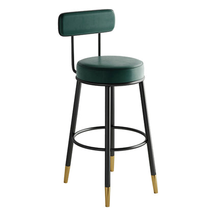 Industrial Leather Iron Counter Stools Low Back Bar Stools with Round Seat Green 1 Piece Clearhalo 'Bar Furniture' 'Bar Stools' 'bar_stools' 'furn' 'furn_bar_stools' 'furniture_bar_stools' 'Kitchen & Dining Furniture' 'kitchen&dining_furn' 'kitchen' 'kitchen_furn' Furniture' 4654251