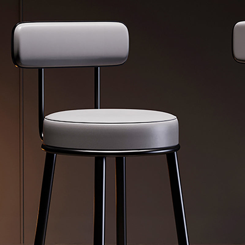 Industrial Leather Iron Counter Stools Low Back Bar Stools with Round Seat Clearhalo 'Bar Furniture' 'Bar Stools' 'bar_stools' 'furn' 'furn_bar_stools' 'furniture_bar_stools' 'Kitchen & Dining Furniture' 'kitchen&dining_furn' 'kitchen' 'kitchen_furn' Furniture' 4654255