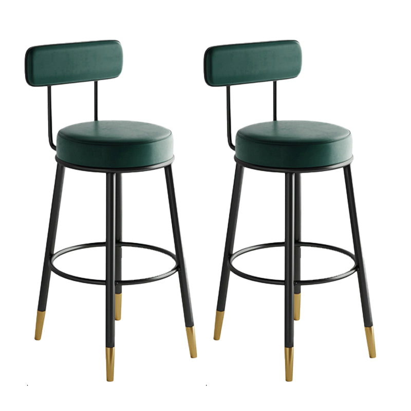 Industrial Leather Iron Counter Stools Low Back Bar Stools with Round Seat Green 2 Piece Set Clearhalo 'Bar Furniture' 'Bar Stools' 'bar_stools' 'furn' 'furn_bar_stools' 'furniture_bar_stools' 'Kitchen & Dining Furniture' 'kitchen&dining_furn' 'kitchen' 'kitchen_furn' Furniture' 4654261
