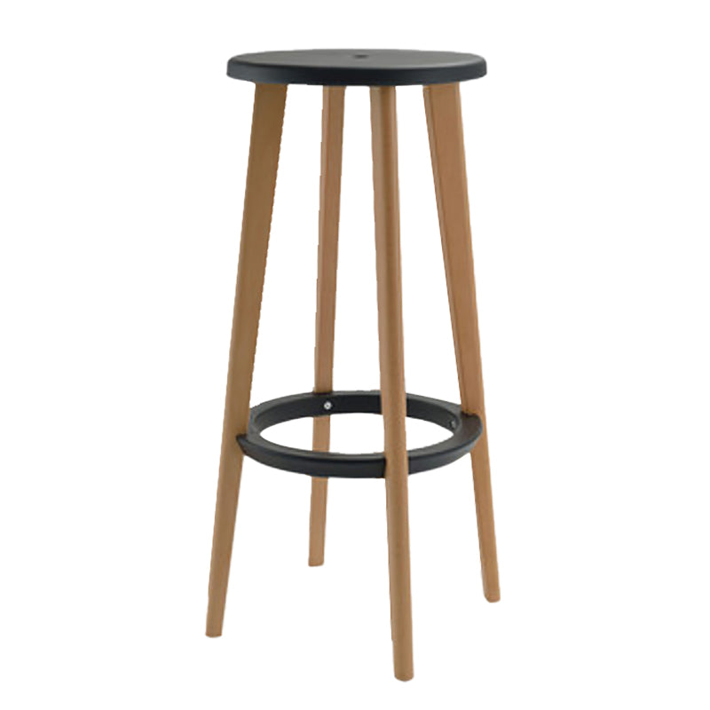 Contemporary Simple Wood Counter Stools Circular Seats Indoor Bar Stool Black 1 Piece Clearhalo 'Bar Furniture' 'Bar Stools' 'bar_stools' 'furniture_bar_stools' 'Kitchen & Dining Furniture' 'kitchen&dining_furn' 'kitchen' 'kitchen_furn' Furniture' 4654271