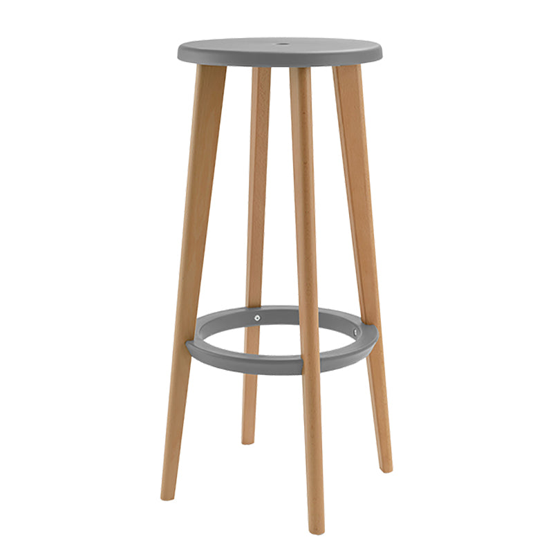 Contemporary Simple Wood Counter Stools Circular Seats Indoor Bar Stool Grey 1 Piece Clearhalo 'Bar Furniture' 'Bar Stools' 'bar_stools' 'furniture_bar_stools' 'Kitchen & Dining Furniture' 'kitchen&dining_furn' 'kitchen' 'kitchen_furn' Furniture' 4654272