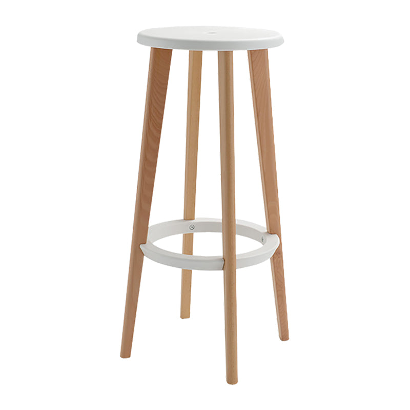 Contemporary Simple Wood Counter Stools Circular Seats Indoor Bar Stool White 1 Piece Clearhalo 'Bar Furniture' 'Bar Stools' 'bar_stools' 'furniture_bar_stools' 'Kitchen & Dining Furniture' 'kitchen&dining_furn' 'kitchen' 'kitchen_furn' Furniture' 4654275