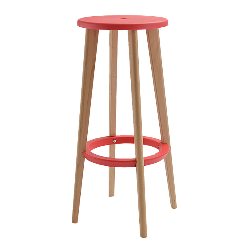 Contemporary Simple Wood Counter Stools Circular Seats Indoor Bar Stool Red 1 Piece Clearhalo 'Bar Furniture' 'Bar Stools' 'bar_stools' 'furniture_bar_stools' 'Kitchen & Dining Furniture' 'kitchen&dining_furn' 'kitchen' 'kitchen_furn' Furniture' 4654276