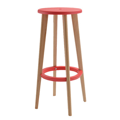 Contemporary Simple Wood Counter Stools Circular Seats Indoor Bar Stool Red 1 Piece Clearhalo 'Bar Furniture' 'Bar Stools' 'bar_stools' 'furniture_bar_stools' 'Kitchen & Dining Furniture' 'kitchen&dining_furn' 'kitchen' 'kitchen_furn' Furniture' 4654276