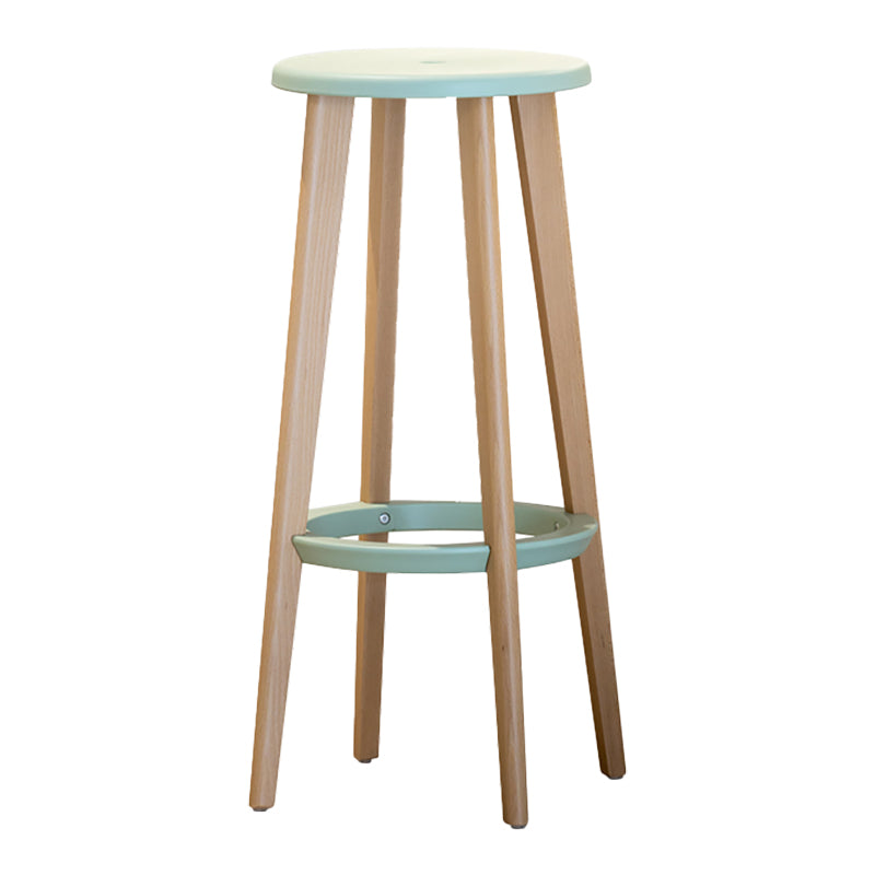 Contemporary Simple Wood Counter Stools Circular Seats Indoor Bar Stool Green 1 Piece Clearhalo 'Bar Furniture' 'Bar Stools' 'bar_stools' 'furniture_bar_stools' 'Kitchen & Dining Furniture' 'kitchen&dining_furn' 'kitchen' 'kitchen_furn' Furniture' 4654278