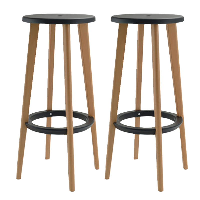 Contemporary Simple Wood Counter Stools Circular Seats Indoor Bar Stool Black Set of 2 Clearhalo 'Bar Furniture' 'Bar Stools' 'bar_stools' 'furniture_bar_stools' 'Kitchen & Dining Furniture' 'kitchen&dining_furn' 'kitchen' 'kitchen_furn' Furniture' 4654280