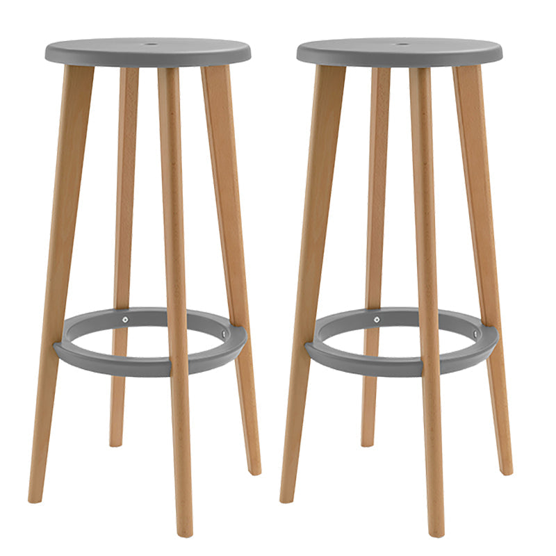 Contemporary Simple Wood Counter Stools Circular Seats Indoor Bar Stool Grey Set of 2 Clearhalo 'Bar Furniture' 'Bar Stools' 'bar_stools' 'furniture_bar_stools' 'Kitchen & Dining Furniture' 'kitchen&dining_furn' 'kitchen' 'kitchen_furn' Furniture' 4654282