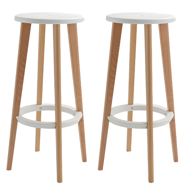Contemporary Simple Wood Counter Stools Circular Seats Indoor Bar Stool White Set of 2 Clearhalo 'Bar Furniture' 'Bar Stools' 'bar_stools' 'furniture_bar_stools' 'Kitchen & Dining Furniture' 'kitchen&dining_furn' 'kitchen' 'kitchen_furn' Furniture' 4654284