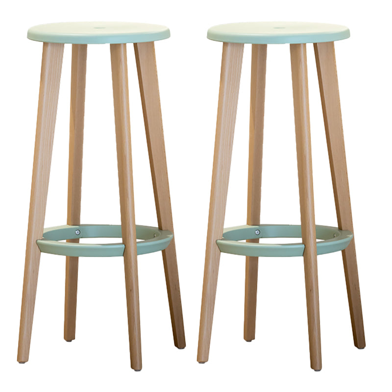 Contemporary Simple Wood Counter Stools Circular Seats Indoor Bar Stool Green Set of 2 Clearhalo 'Bar Furniture' 'Bar Stools' 'bar_stools' 'furniture_bar_stools' 'Kitchen & Dining Furniture' 'kitchen&dining_furn' 'kitchen' 'kitchen_furn' Furniture' 4654289