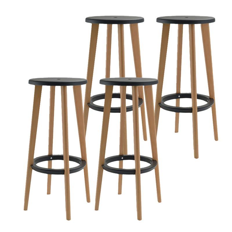 Contemporary Simple Wood Counter Stools Circular Seats Indoor Bar Stool Black Set of 4 Clearhalo 'Bar Furniture' 'Bar Stools' 'bar_stools' 'furniture_bar_stools' 'Kitchen & Dining Furniture' 'kitchen&dining_furn' 'kitchen' 'kitchen_furn' Furniture' 4654290