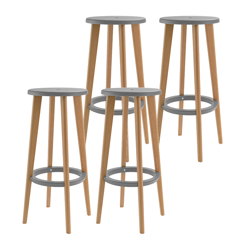Contemporary Simple Wood Counter Stools Circular Seats Indoor Bar Stool Grey Set of 4 Clearhalo 'Bar Furniture' 'Bar Stools' 'bar_stools' 'furniture_bar_stools' 'Kitchen & Dining Furniture' 'kitchen&dining_furn' 'kitchen' 'kitchen_furn' Furniture' 4654291
