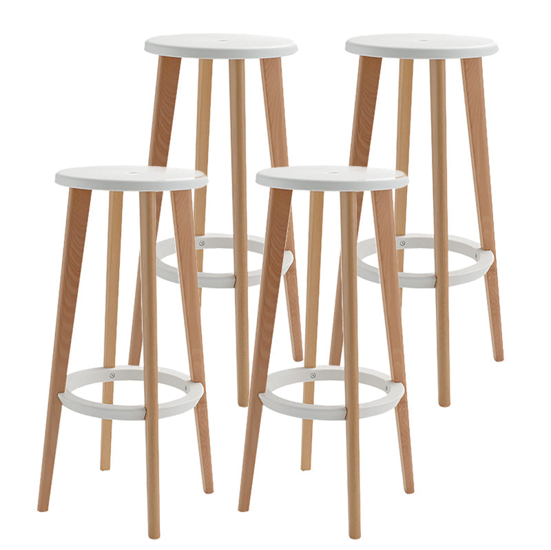 Contemporary Simple Wood Counter Stools Circular Seats Indoor Bar Stool White Set of 4 Clearhalo 'Bar Furniture' 'Bar Stools' 'bar_stools' 'furniture_bar_stools' 'Kitchen & Dining Furniture' 'kitchen&dining_furn' 'kitchen' 'kitchen_furn' Furniture' 4654292